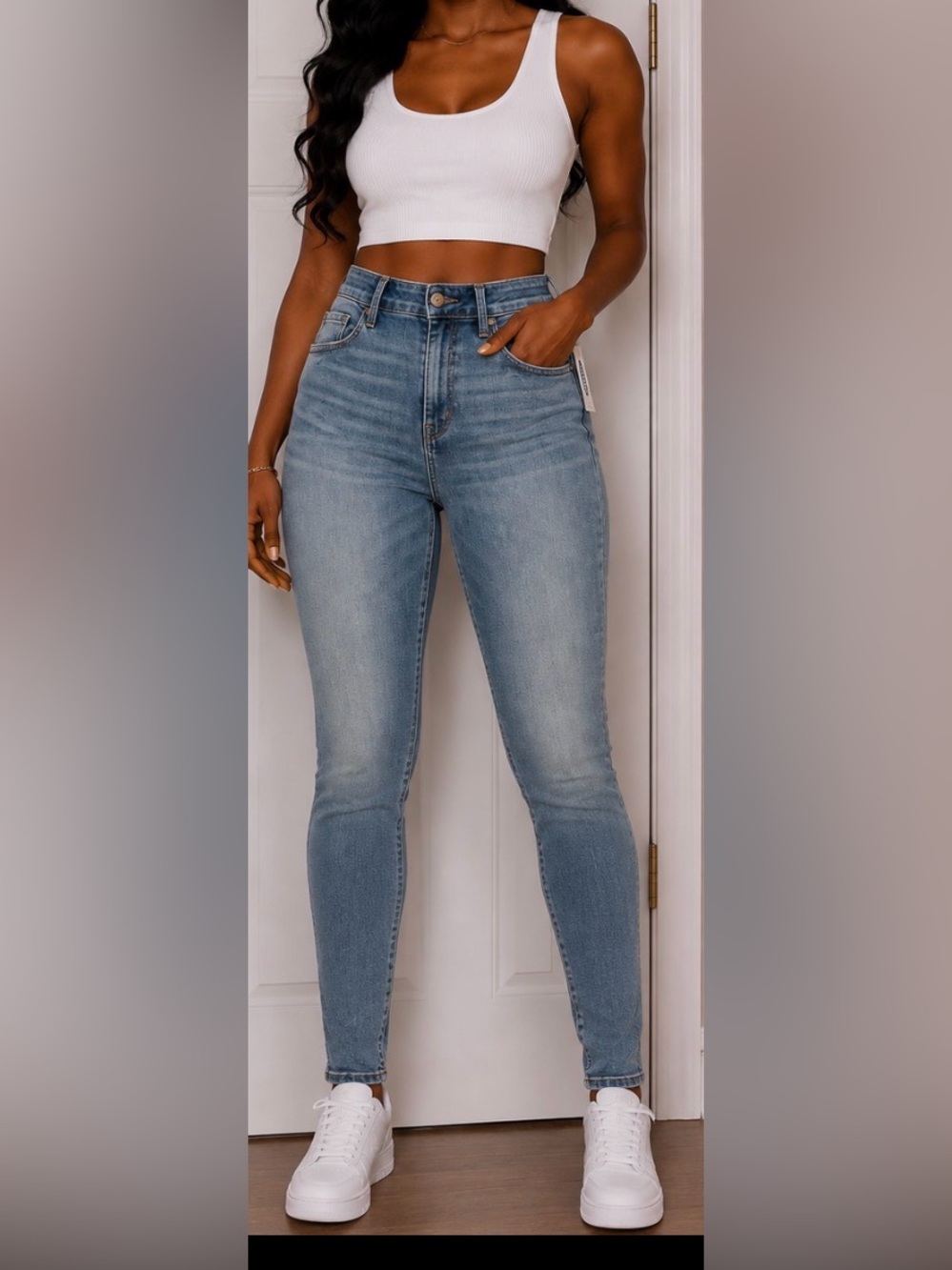 Old Navy Women's Tall Light Blue High-Rise Pop Icon Skinny Jeans